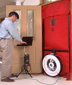 Blower door testing, residential & commercial energy audits, finding insulation & air sealing defects, MA, RI, CT, NH, ME