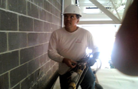CMU block insulation contracting crew, WalMart, Ellsworth, ME